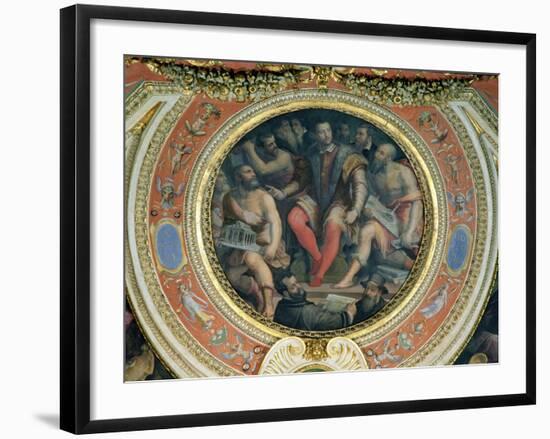 Cosimo I and His Artists, from the Sala Di Cosimo I-Giorgio Vasari-Framed Giclee Print