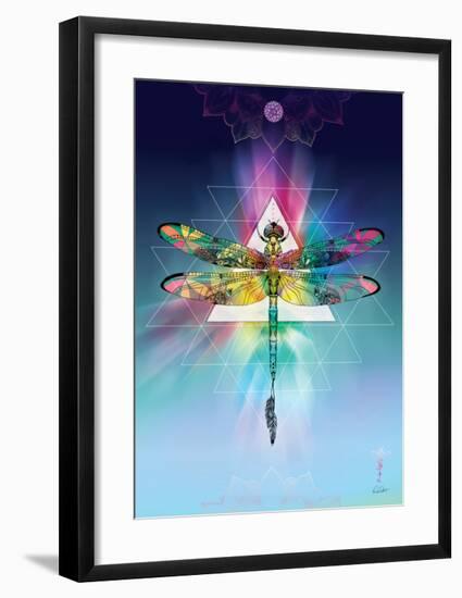 Cosmic Dragonfly-Karin Roberts-Framed Art Print