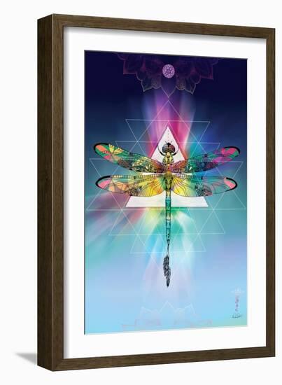 Cosmic Dragonfly-Karin Roberts-Framed Art Print