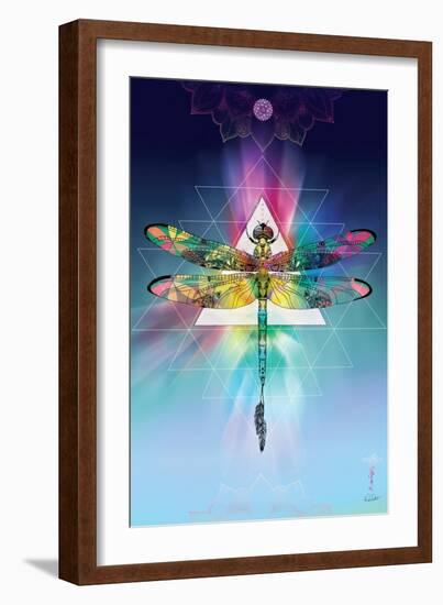 Cosmic Dragonfly-Karin Roberts-Framed Art Print