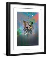 Cosmic Leopard-Karin Roberts-Framed Art Print