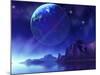 Cosmic Seascape On Another World with a Ringed Planet in the Night Sky-Stocktrek Images-Mounted Photographic Print