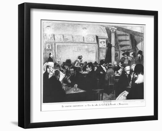 Cosmopolitan Bohemia at Cafe La Rotonde, Montparnasse, 1924-null-Framed Giclee Print