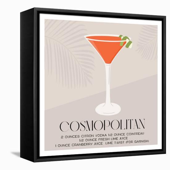 Cosmopolitan Cocktail in Martini Glass Garnished with Lime Twist. Summer Aperitif Recipe Retro Mini-Inna Miller-Framed Stretched Canvas