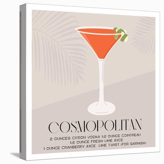 Cosmopolitan Cocktail in Martini Glass Garnished with Lime Twist. Summer Aperitif Recipe Retro Mini-Inna Miller-Stretched Canvas