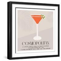 Cosmopolitan Cocktail in Martini Glass Garnished with Lime Twist. Summer Aperitif Recipe Retro Mini-Inna Miller-Framed Photographic Print