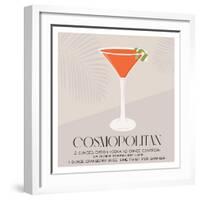 Cosmopolitan Cocktail in Martini Glass Garnished with Lime Twist. Summer Aperitif Recipe Retro Mini-Inna Miller-Framed Photographic Print