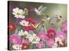 Cosmos and Hummingbirds-William Vanderdasson-Stretched Canvas