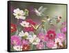 Cosmos and Hummingbirds-William Vanderdasson-Framed Stretched Canvas
