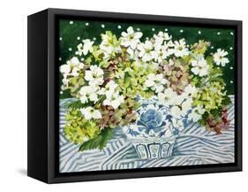 Cosmos and Hydrangeas in a Chinese Vase, 2013-Jennifer Abbott-Framed Stretched Canvas