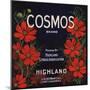 Cosmos Brand - Highland, California - Citrus Crate Label-Lantern Press-Mounted Art Print