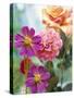 Cosmos, Dahlias and Roses (Fabric Flowers)-Roland Krieg-Stretched Canvas