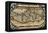 Cosmos-Ortelius World Map 1570-Vintage Lavoie-Framed Stretched Canvas