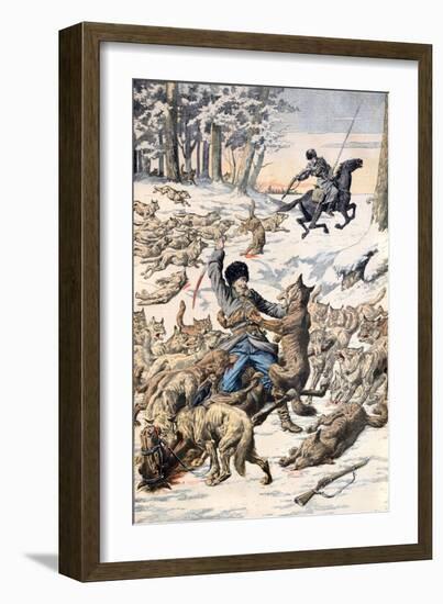 Cossacks Attacked by Wolves Manchuria Siberia (May 1904)-null-Framed Giclee Print