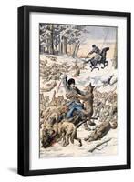 Cossacks Attacked by Wolves Manchuria Siberia (May 1904)-null-Framed Giclee Print