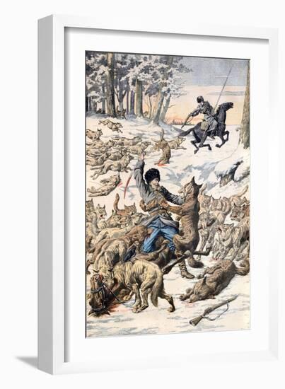 Cossacks Attacked by Wolves Manchuria Siberia (May 1904)-null-Framed Giclee Print