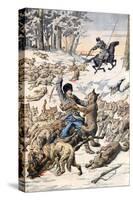 Cossacks Attacked by Wolves Manchuria Siberia (May 1904)-null-Stretched Canvas