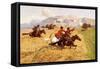 Cossacks Charging Into Battle-Franz Roubaud-Framed Stretched Canvas