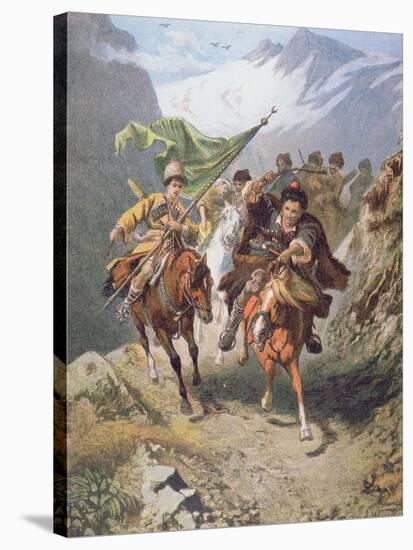Cossacks of the Caucasus Return from a Raid on a Settlement of Muslim Cossacks-Russian-Stretched Canvas