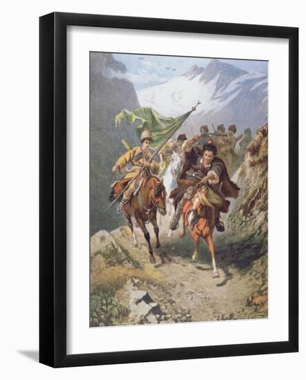 Cossacks of the Caucasus Return from a Raid on a Settlement of Muslim Cossacks-Russian-Framed Giclee Print