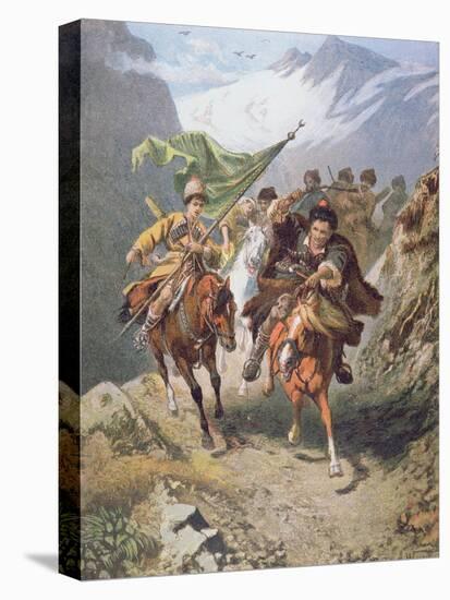 Cossacks of the Caucasus Return from a Raid on a Settlement of Muslim Cossacks-Russian-Stretched Canvas