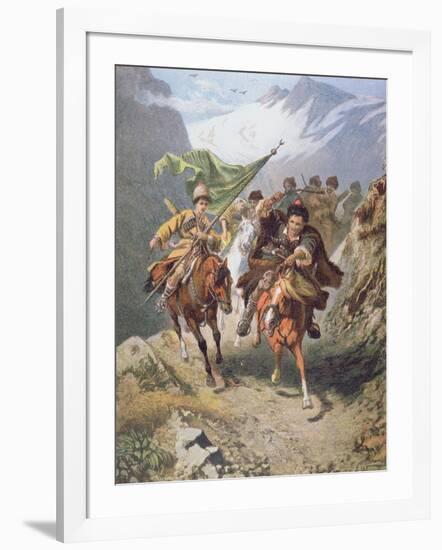 Cossacks of the Caucasus Return from a Raid on a Settlement of Muslim Cossacks-Russian-Framed Giclee Print