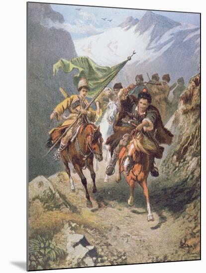 Cossacks of the Caucasus Return from a Raid on a Settlement of Muslim Cossacks-Russian-Mounted Giclee Print