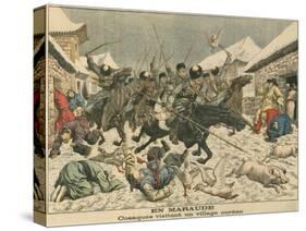 Cossacks Terrorising a Korean Village, Russo-Japanese War, 1904-null-Stretched Canvas