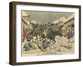 Cossacks Terrorising a Korean Village, Russo-Japanese War, 1904-null-Framed Giclee Print