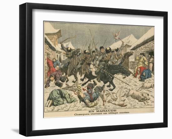 Cossacks Terrorising a Korean Village, Russo-Japanese War, 1904-null-Framed Giclee Print