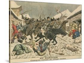 Cossacks Terrorising a Korean Village, Russo-Japanese War, 1904-null-Stretched Canvas