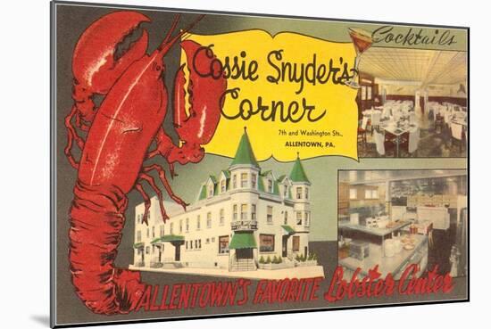 Cossie Snyder's Corner, Lobster Center, Retro-null-Mounted Art Print