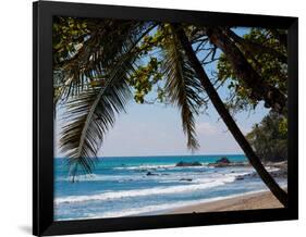 Costa Rica Beach with Tropical Palm Tree Photo Poster Print-null-Framed Poster