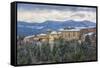 Costacciaro at sunset, Monte Cucco Park, Apennines, Umbria, Italy, Europe-Lorenzo Mattei-Framed Stretched Canvas