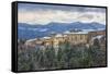 Costacciaro at sunset, Monte Cucco Park, Apennines, Umbria, Italy, Europe-Lorenzo Mattei-Framed Stretched Canvas