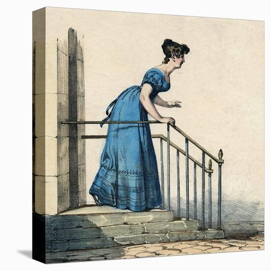 Costume Blue Dress 1820S-null-Stretched Canvas