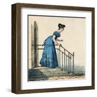 Costume Blue Dress 1820S-null-Framed Art Print