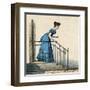 Costume Blue Dress 1820S-null-Framed Art Print