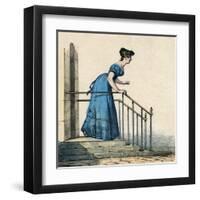 Costume Blue Dress 1820S-null-Framed Art Print