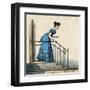 Costume Blue Dress 1820S-null-Framed Art Print