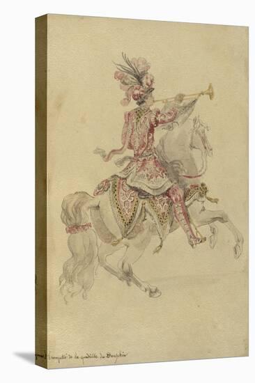 Costume de Carrousel : projet pour celui d'un cavalier, Trompette de la quadrille du Dauphin-Jean I Berain-Stretched Canvas