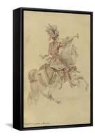 Costume de Carrousel : projet pour celui d'un cavalier, Trompette de la quadrille du Dauphin-Jean I Berain-Framed Stretched Canvas