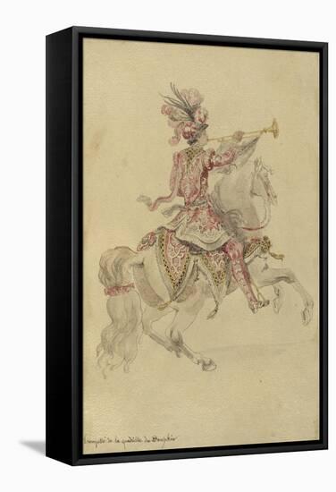 Costume de Carrousel : projet pour celui d'un cavalier, Trompette de la quadrille du Dauphin-Jean I Berain-Framed Stretched Canvas