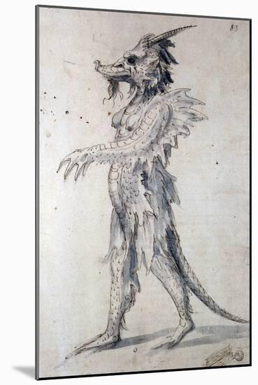 Costume Design for a Costume for a Dragon, 16th Century-Giuseppe Arcimboldi-Mounted Giclee Print