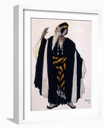 Costume Design for a Jewish Elder for the Drama 'Judith', 1922 (Pencil, W/C and Gouache on Paper)-Leon Bakst-Framed Giclee Print