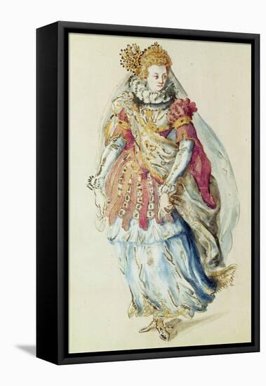 Costume Design for a Lady Masquer, 1610-Inigo Jones-Framed Stretched Canvas