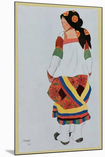 Costume Design for a Peasant Girl, 1922-Leon Bakst-Mounted Giclee Print