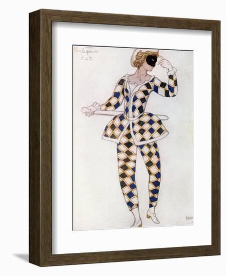 Costume Design for Harlequin, from Sleeping Beauty, 1921-Leon Bakst-Framed Giclee Print