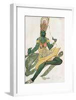 Costume Design for Nijinsky (1889-1950) for His Role as the 'Blue God', 1911 (W/C on Paper)-Leon Bakst-Framed Giclee Print