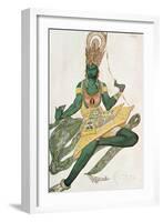 Costume Design for Nijinsky (1889-1950) for His Role as the 'Blue God', 1911 (W/C on Paper)-Leon Bakst-Framed Giclee Print